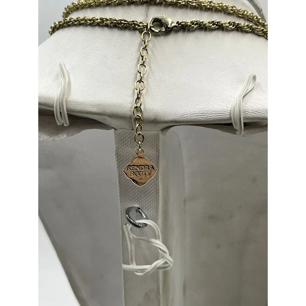 Kendra Scott Signed Rayne Black Lucite Acrylic Pendant Tassel Gold Tone Necklace